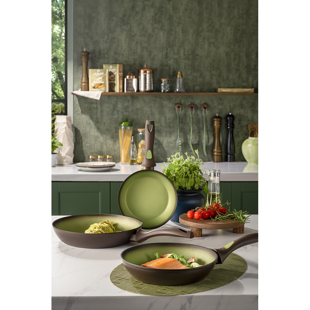 Tigaie AMERCOOK Avocado AC0108401.24, 24 cm, aluminiu forjat, negru-verde