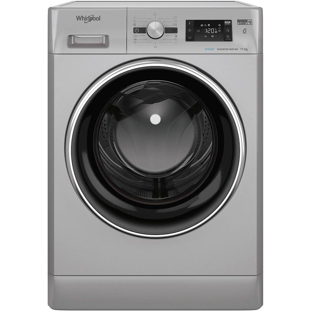 Masina de spalat rufe frontala semiprofesionala WHIRLPOOL AWG 1114SD, 11 kg, 1400rpm, Clasa A, argintiu