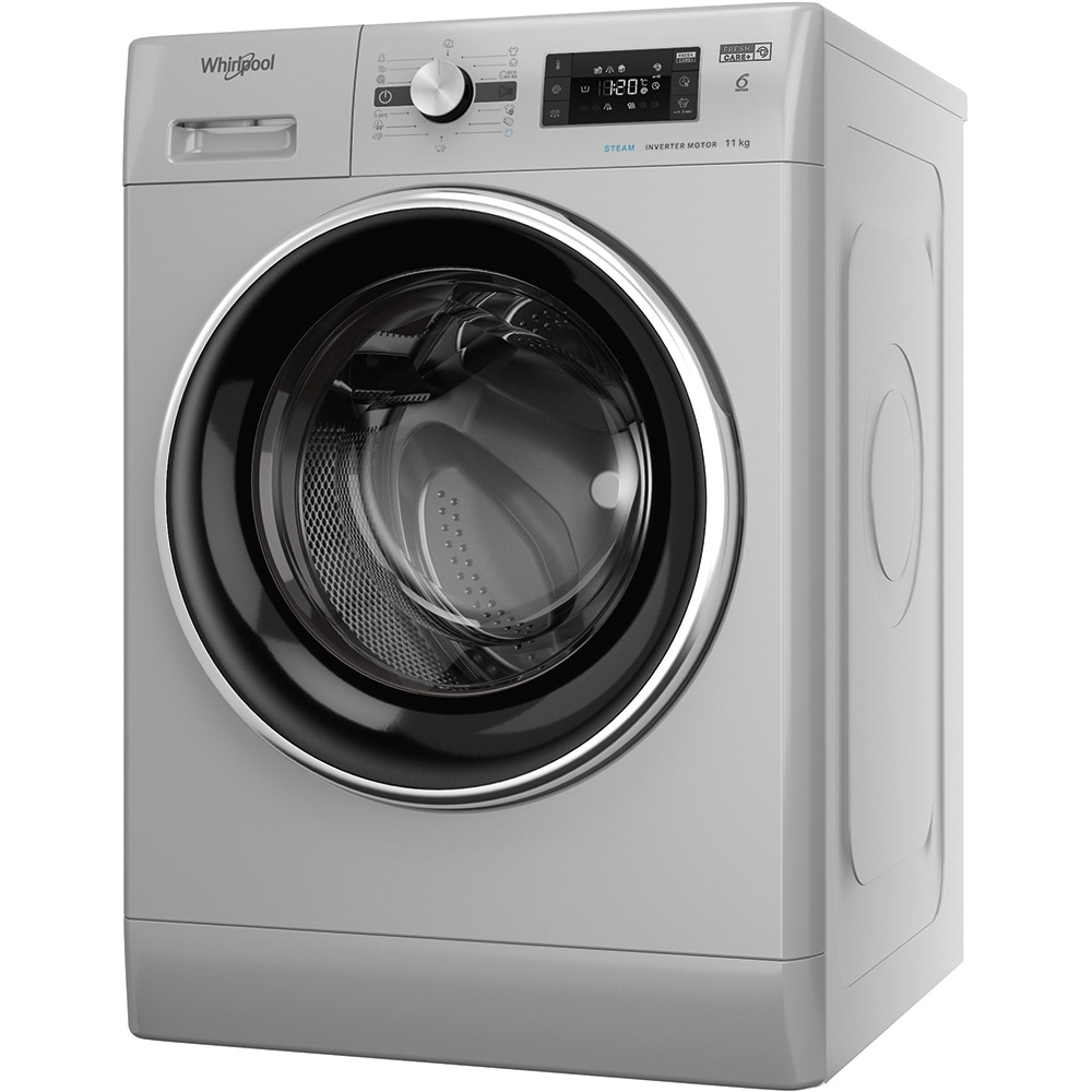 Masina de spalat rufe frontala semiprofesionala WHIRLPOOL AWG 1114SD, 11 kg, 1400rpm, Clasa A, argintiu