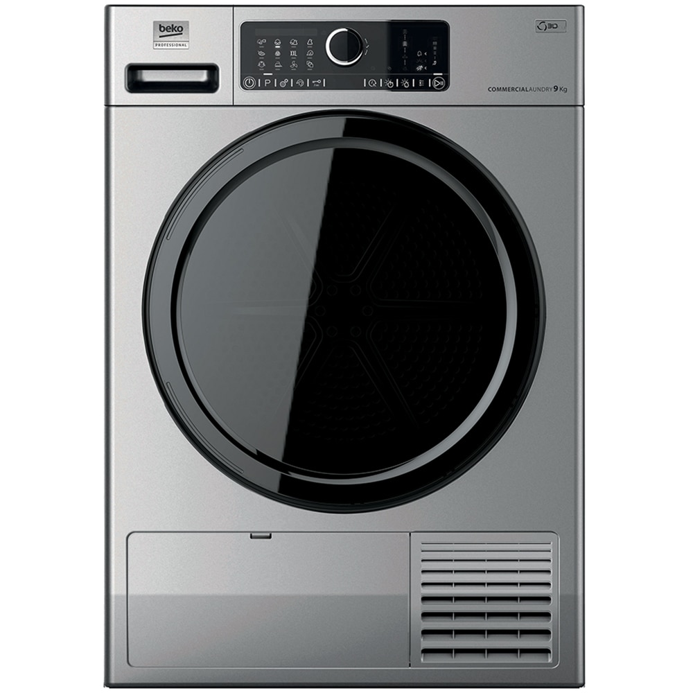 Uscator de rufe BEKO PROFESSIONAL AWZ 9HPS/PRO BP, Pompa de caldura, 9 kg, 15 programe, Clasa D, argintiu