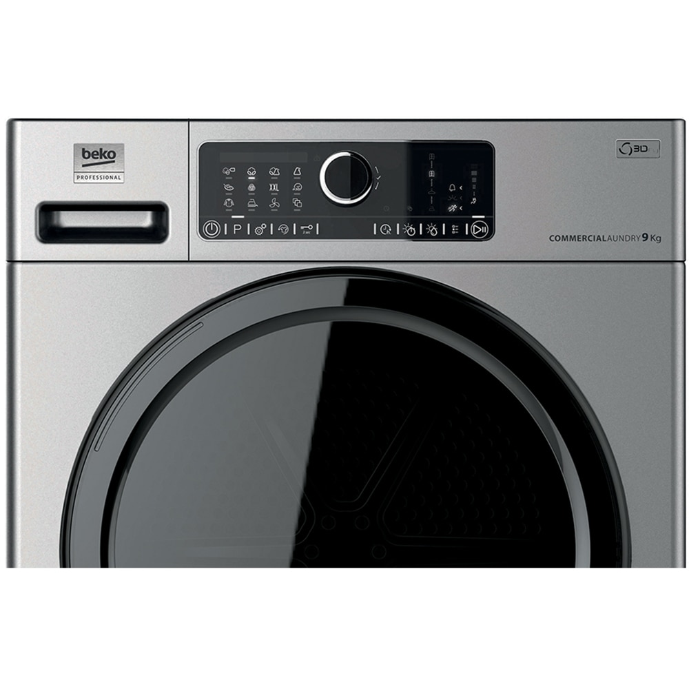 Uscator de rufe BEKO PROFESSIONAL AWZ 9HPS/PRO BP, Pompa de caldura, 9 kg, 15 programe, Clasa D, argintiu