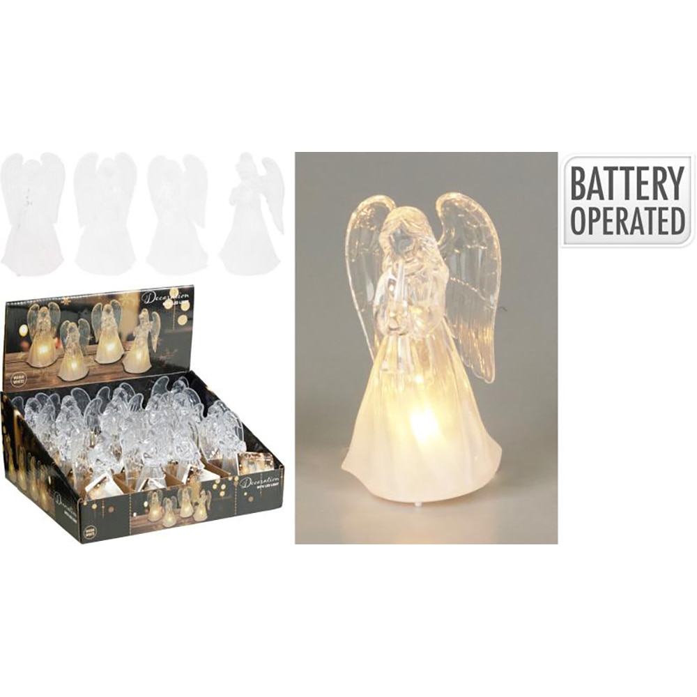 Figurina luminoasa Ingeras, alb cald, 11cm