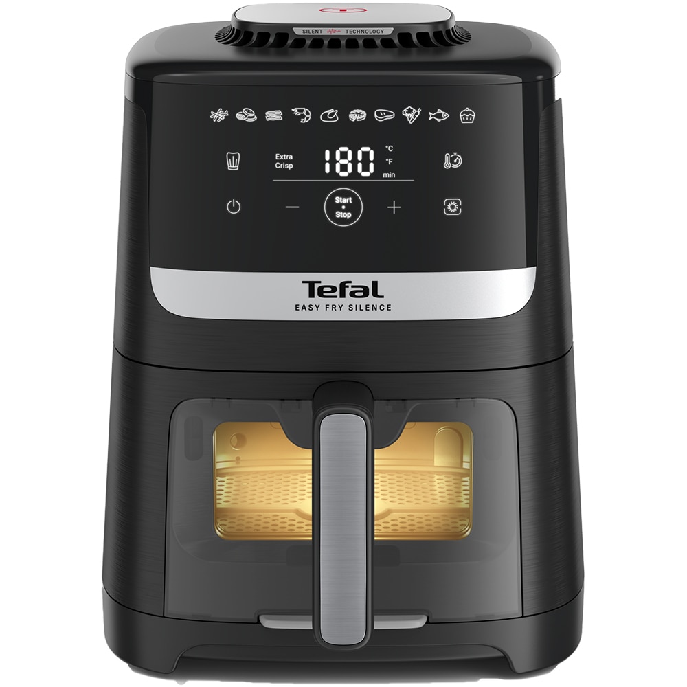 Friteuza cu aer cald TEFAL Easy Fry Silence EY5568E0, 1.5kg, 5l, 1670W, argintiu-negru