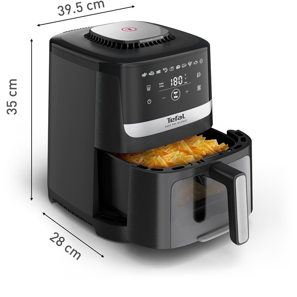 Friteuza cu aer cald TEFAL Easy Fry Silence EY5568E0, 1.5kg, 5l, 1670W, argintiu-negru