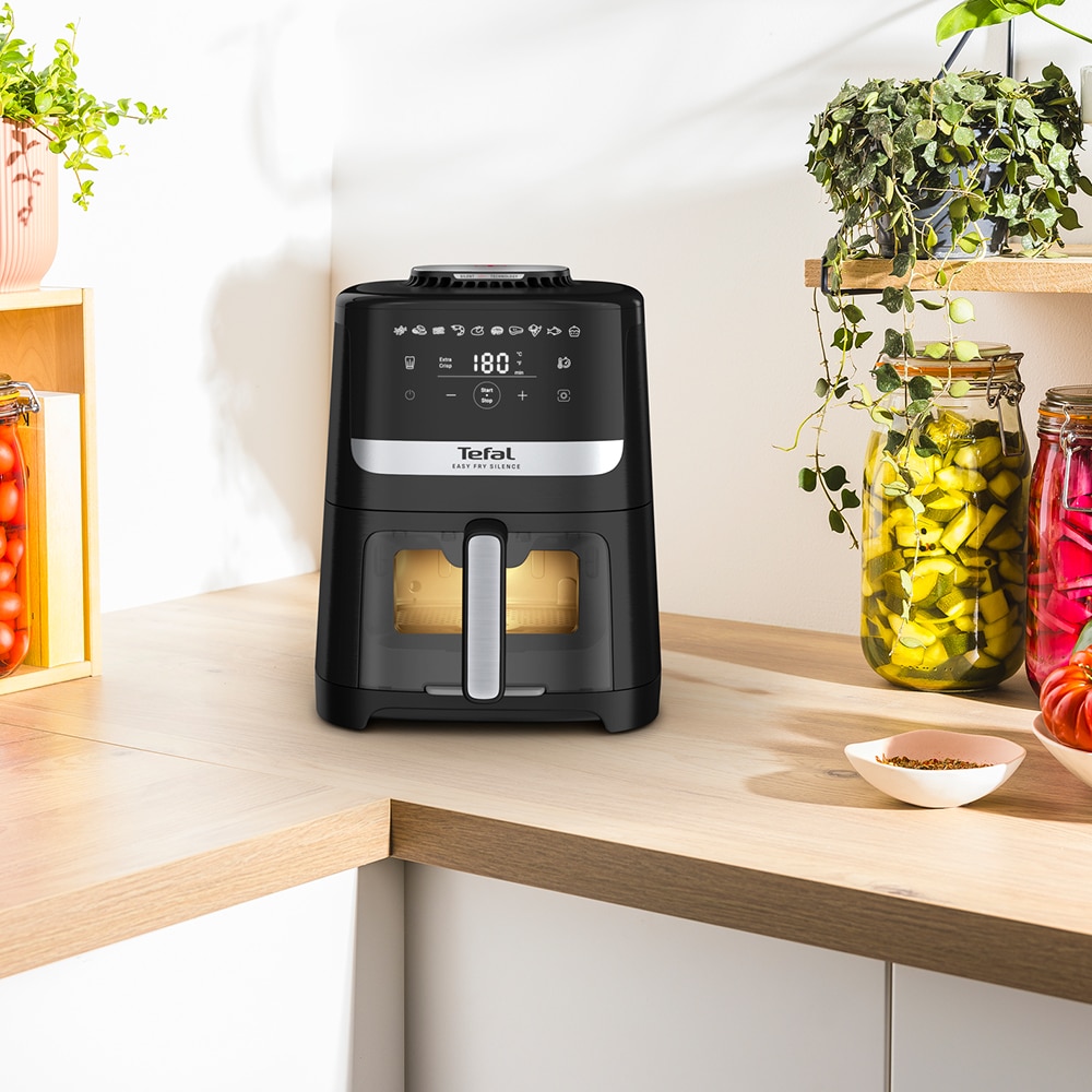 Friteuza cu aer cald TEFAL Easy Fry Silence EY5568E0, 1.5kg, 5l, 1670W, argintiu-negru