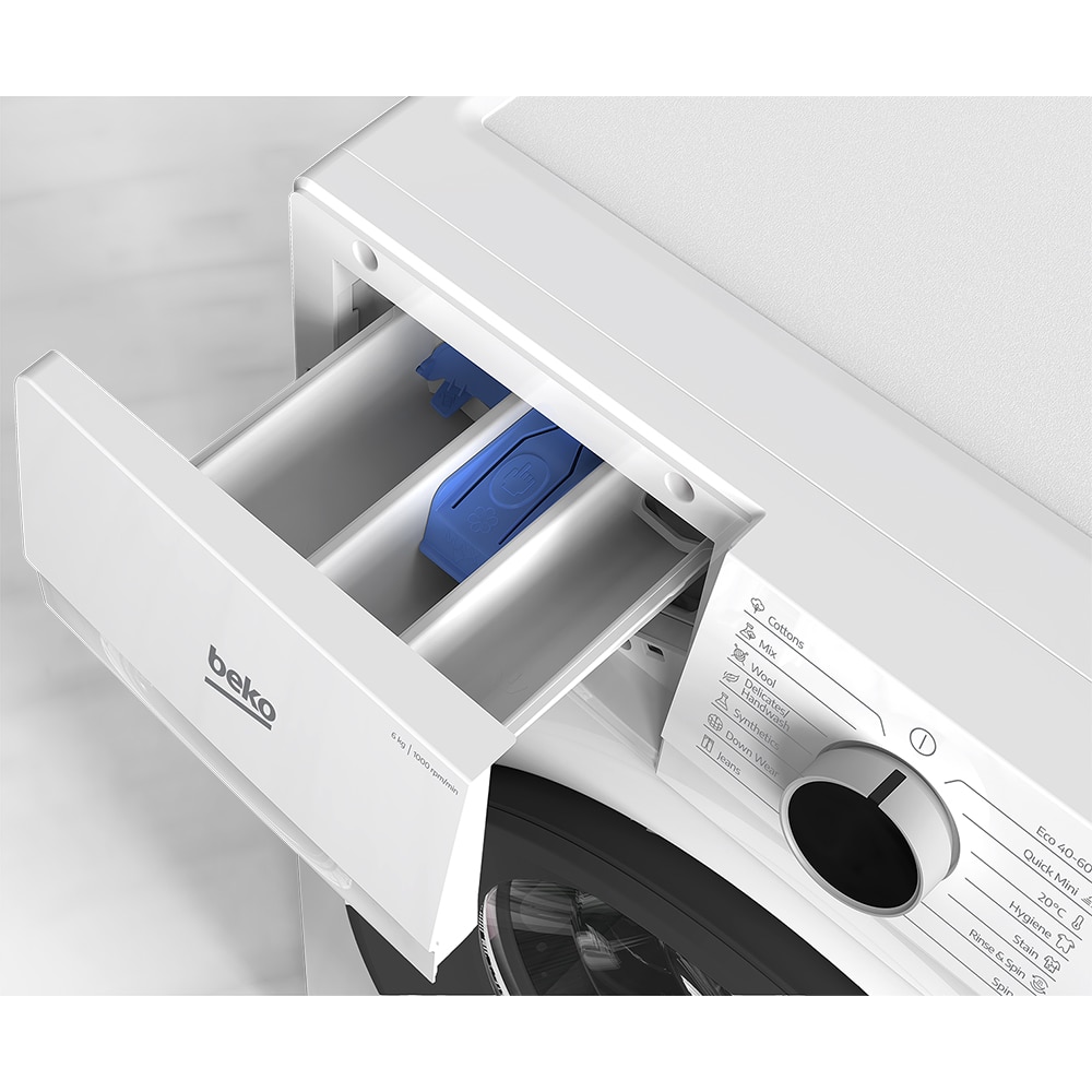 Masina de spalat rufe frontala slim BEKO B1WFK2604WBEE, 6 kg, 1000rpm, Clasa D, alb