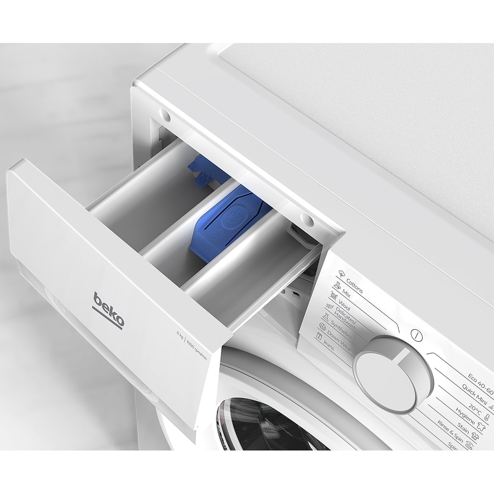 Masina de spalat rufe frontala slim BEKO B1WFK2604WEE, 6 kg, 1000rpm, Clasa D, alb