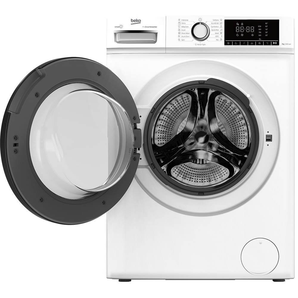 Masina de spalat rufe frontala slim BEKO B1WFM2721WEE, SteamCure, 7 kg, 1200rpm, Clasa A, alb