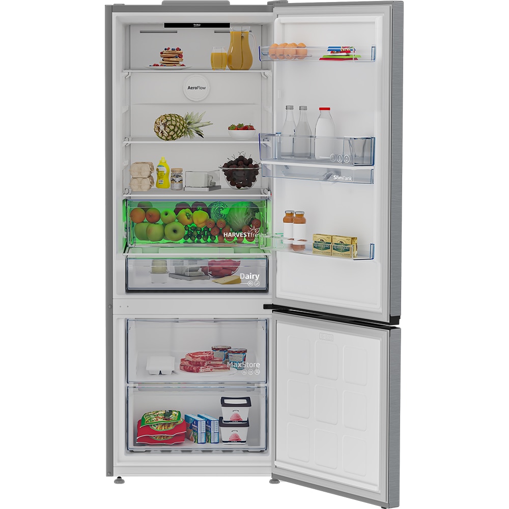 Combina frigorifica BEKO B3RCNE534HDXB, No Frost, 475 l, H 187 cm, Clasa E, Dozator apa, inox