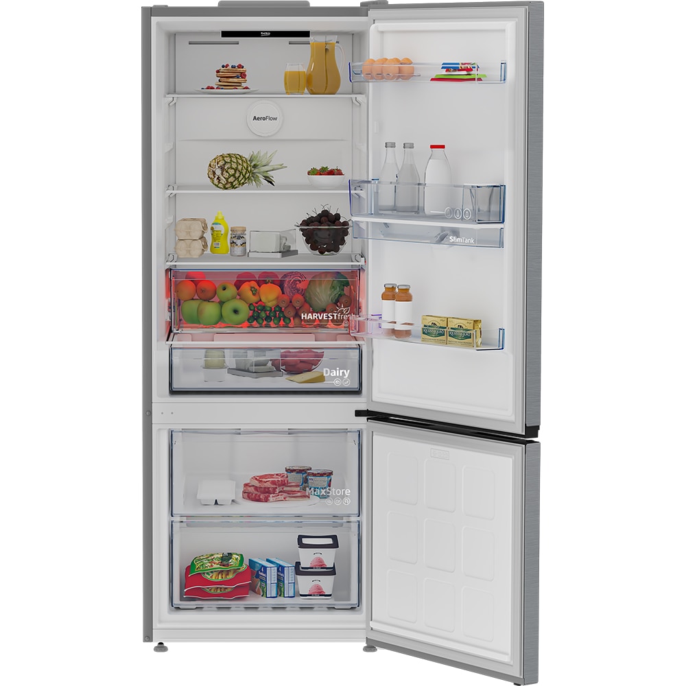 Combina frigorifica BEKO B3RCNE534HDXB, No Frost, 475 l, H 187 cm, Clasa E, Dozator apa, inox
