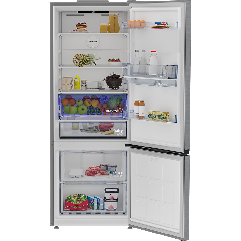 Combina frigorifica BEKO B3RCNE534HDXB, No Frost, 475 l, H 187 cm, Clasa E, Dozator apa, inox