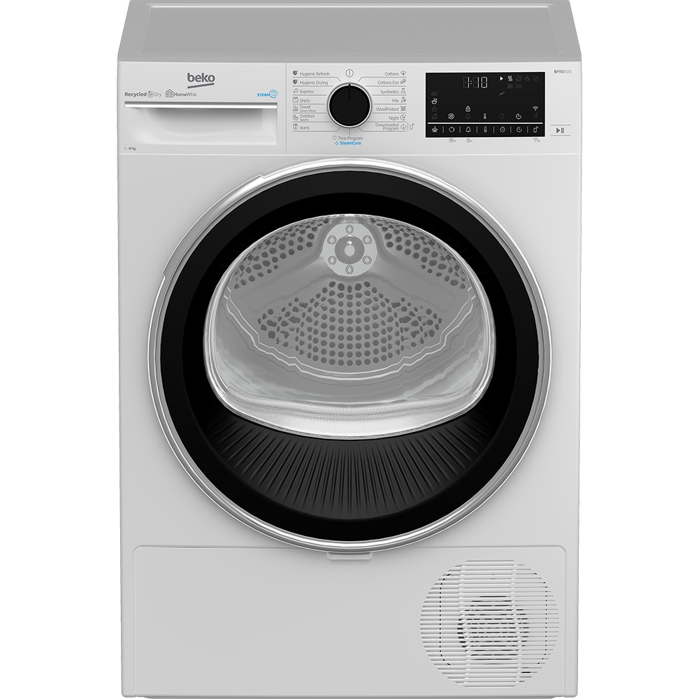Uscator de rufe BEKO B3T40239W EU, HomeWhiz, Pompa de caldura, 10 kg, 15 programe, Clasa C, alb