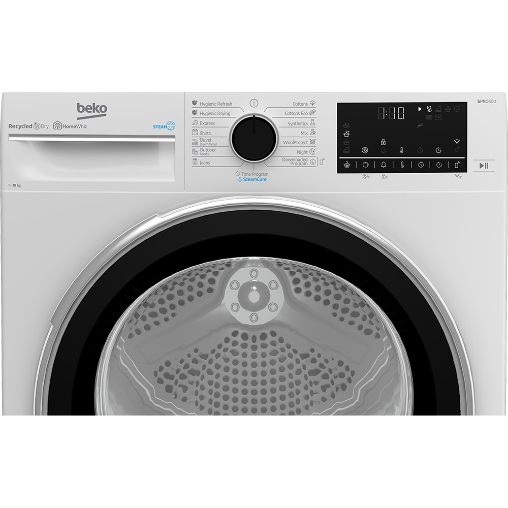 Uscator de rufe BEKO B3T40239W EU, HomeWhiz, Pompa de caldura, 10 kg, 15 programe, Clasa C, alb