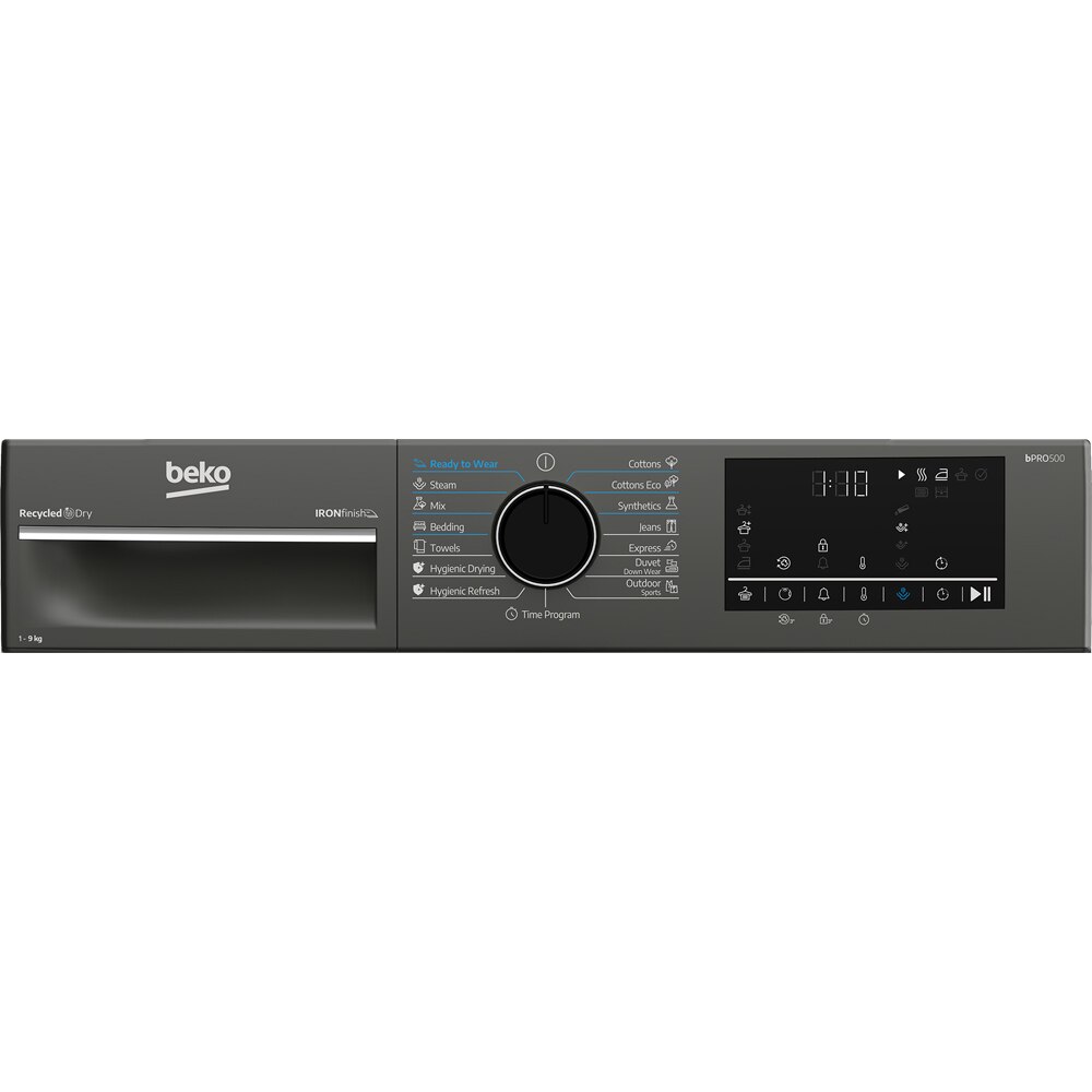 Uscator de rufe BEKO B3T49233M EU, Pompa de caldura, 9 kg, 15 programe, Clasa D, gri inchis