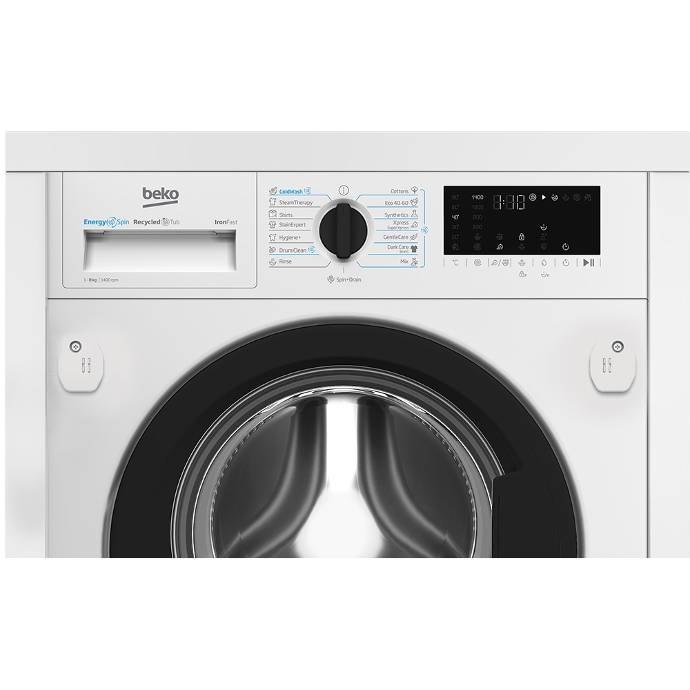 Masina de spalat rufe incorporabila BEKO B3WBT681415W, EnergySpin, SteamCure, 8 kg, 1400rpm, Clasa A, alb