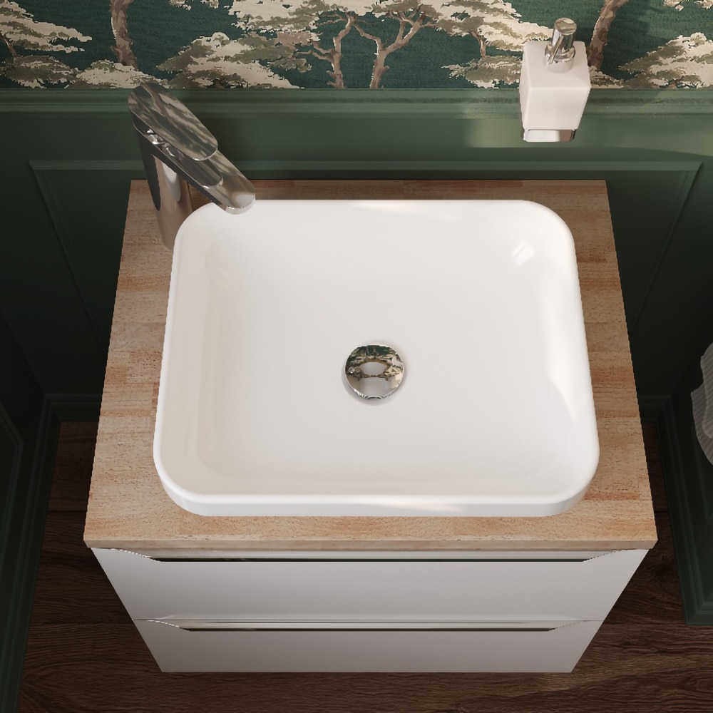 Lavoar pe blat GoodHome Teesta, rasina, 45 x 35 cm, alb