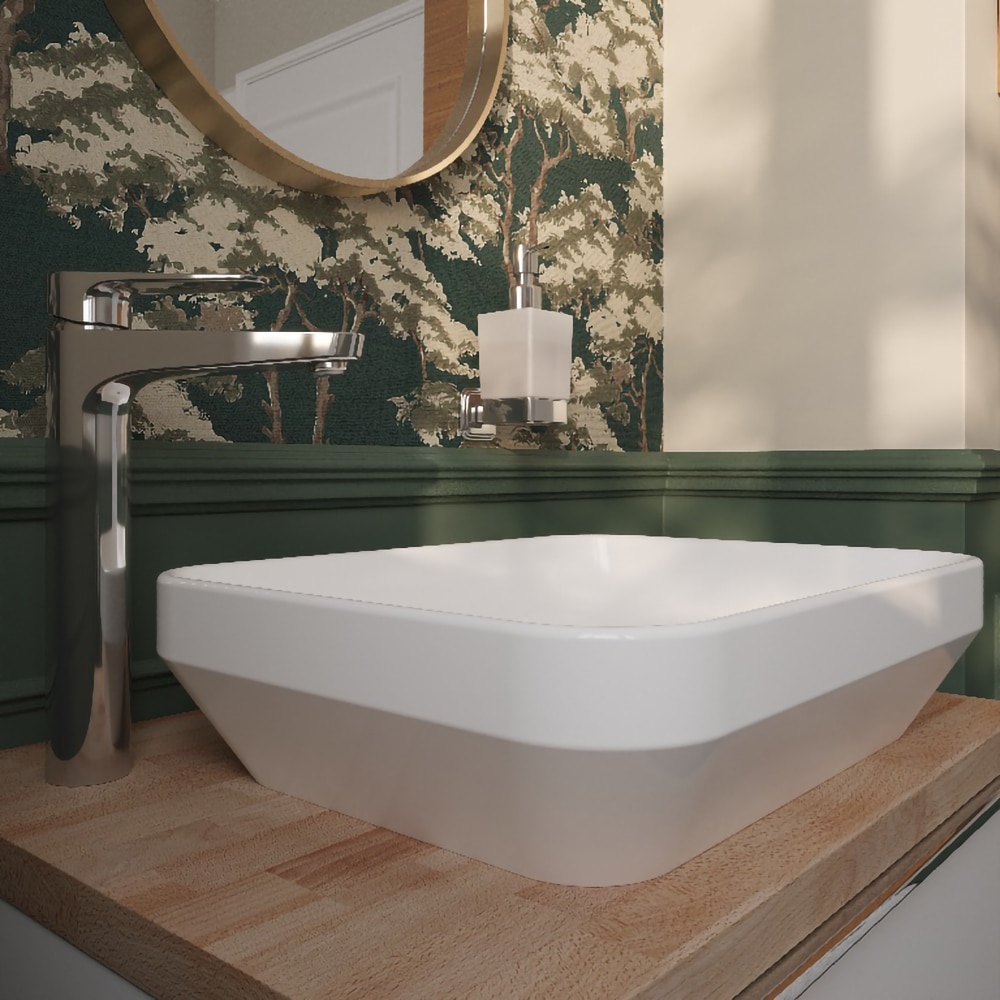 Lavoar pe blat GoodHome Teesta, rasina, 45 x 35 cm, alb