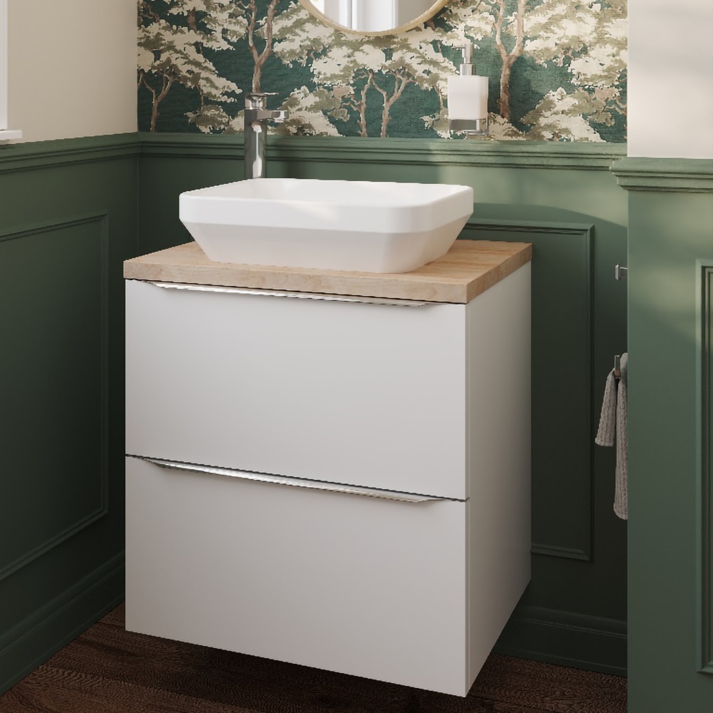 Lavoar pe blat GoodHome Teesta, rasina, 45 x 35 cm, alb