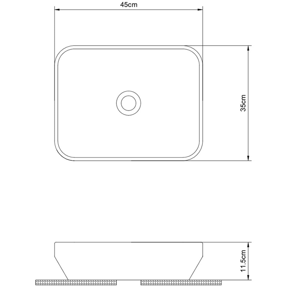 Lavoar pe blat GoodHome Teesta, rasina, 45 x 35 cm, alb