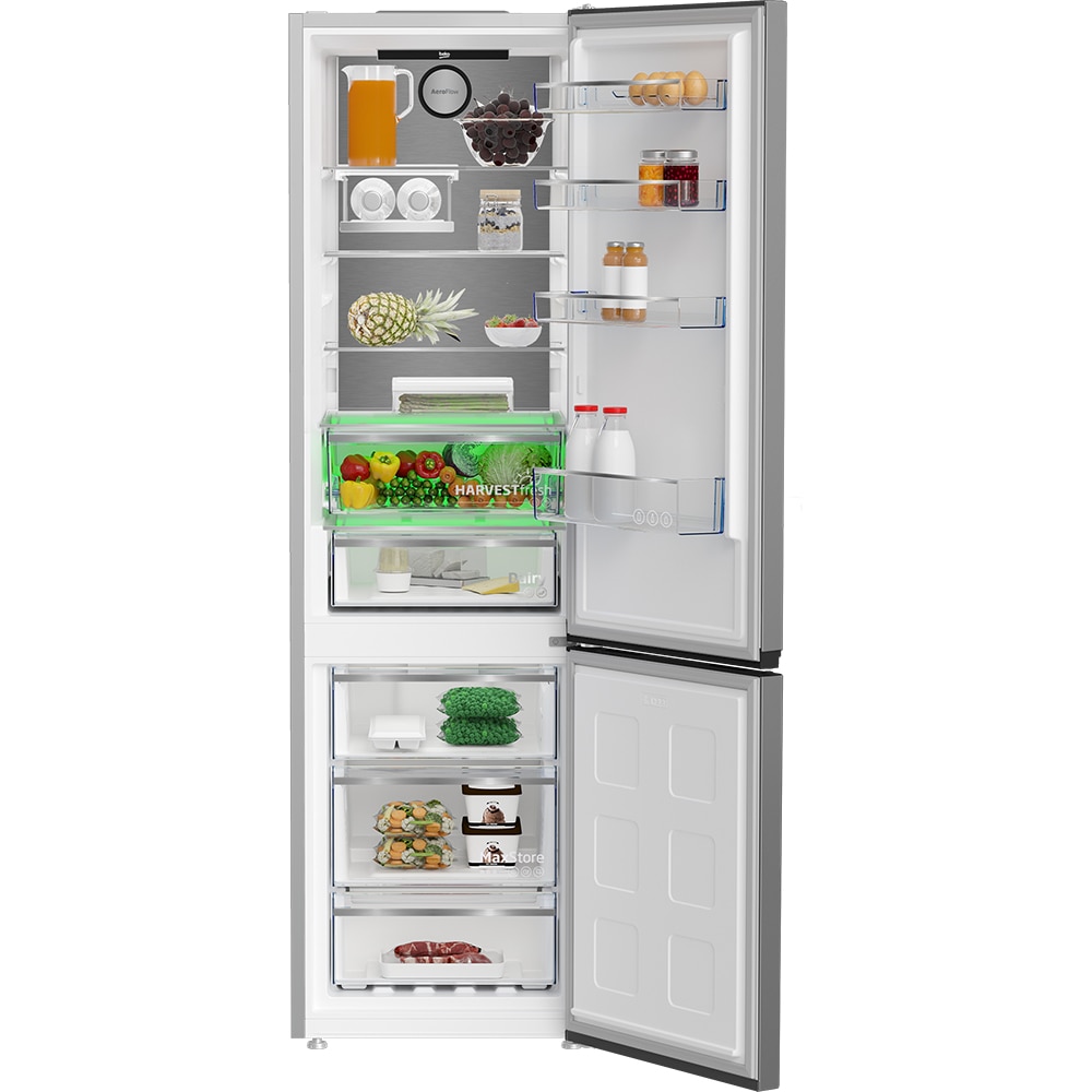 Combina frigorifica BEKO B5RCNA406HXB3, No Frost, 355 l, H 203.5 cm, Clasa C, argintiu