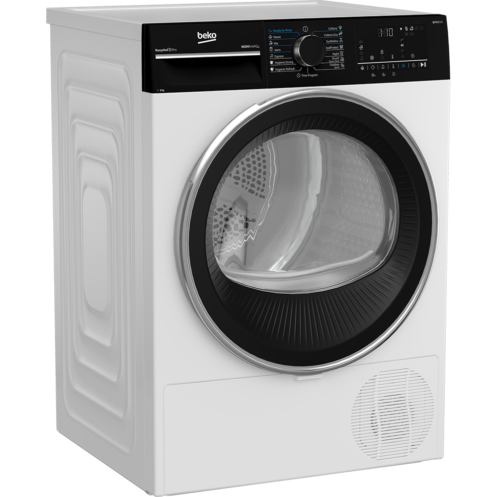 Uscator de rufe BEKO B5T48233WBPB EU, Pompa de caldura, 8 kg, 15 programe, Clasa C, alb