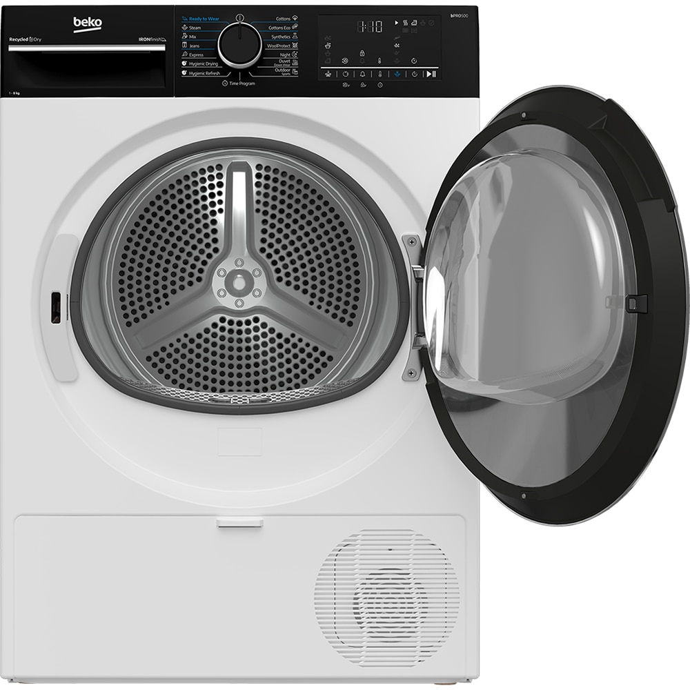 Uscator de rufe BEKO B5T48233WBPB EU, Pompa de caldura, 8 kg, 15 programe, Clasa C, alb