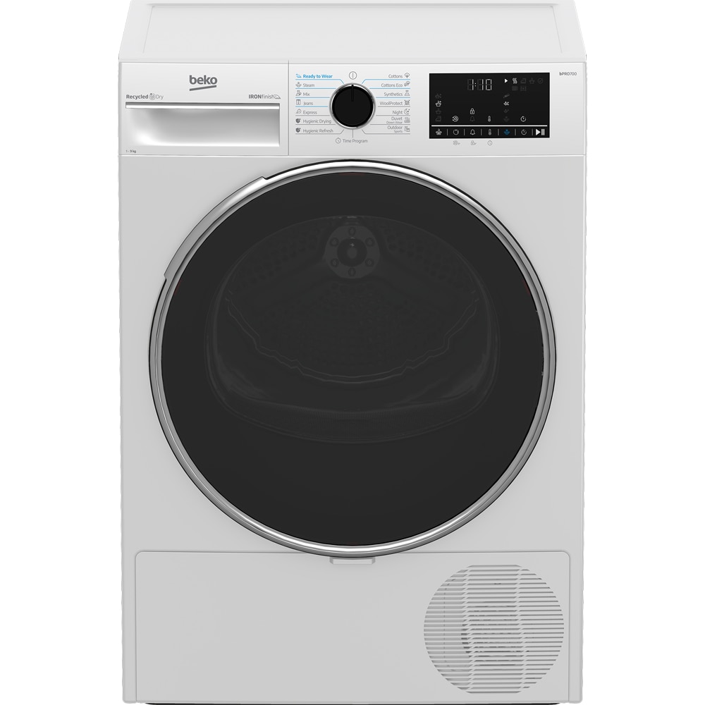 Uscator de rufe BEKO B5T49243W EU, Pompa de caldura, 9 kg, 15 programe, Clasa B, alb