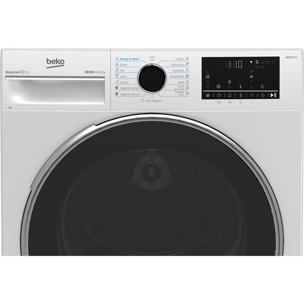 Uscator de rufe BEKO B5T49243W EU, Pompa de caldura, 9 kg, 15 programe, Clasa B, alb