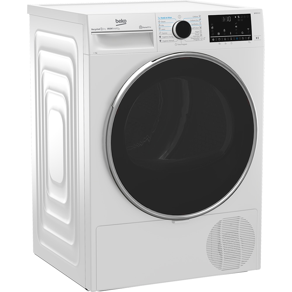 Uscator de rufe BEKO B5T69233W EU, HomeWhiz, Pompa de caldura, 9 kg, 15 programe, Clasa C, alb