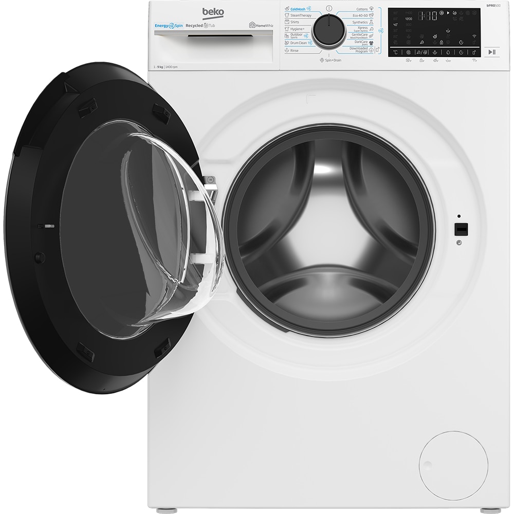 Masina de spalat rufe frontala BEKO B5WFU89415WB ES, EnergySpin, SteamCure, 9 kg, 1400rpm, Clasa A, Wi-Fi, alb