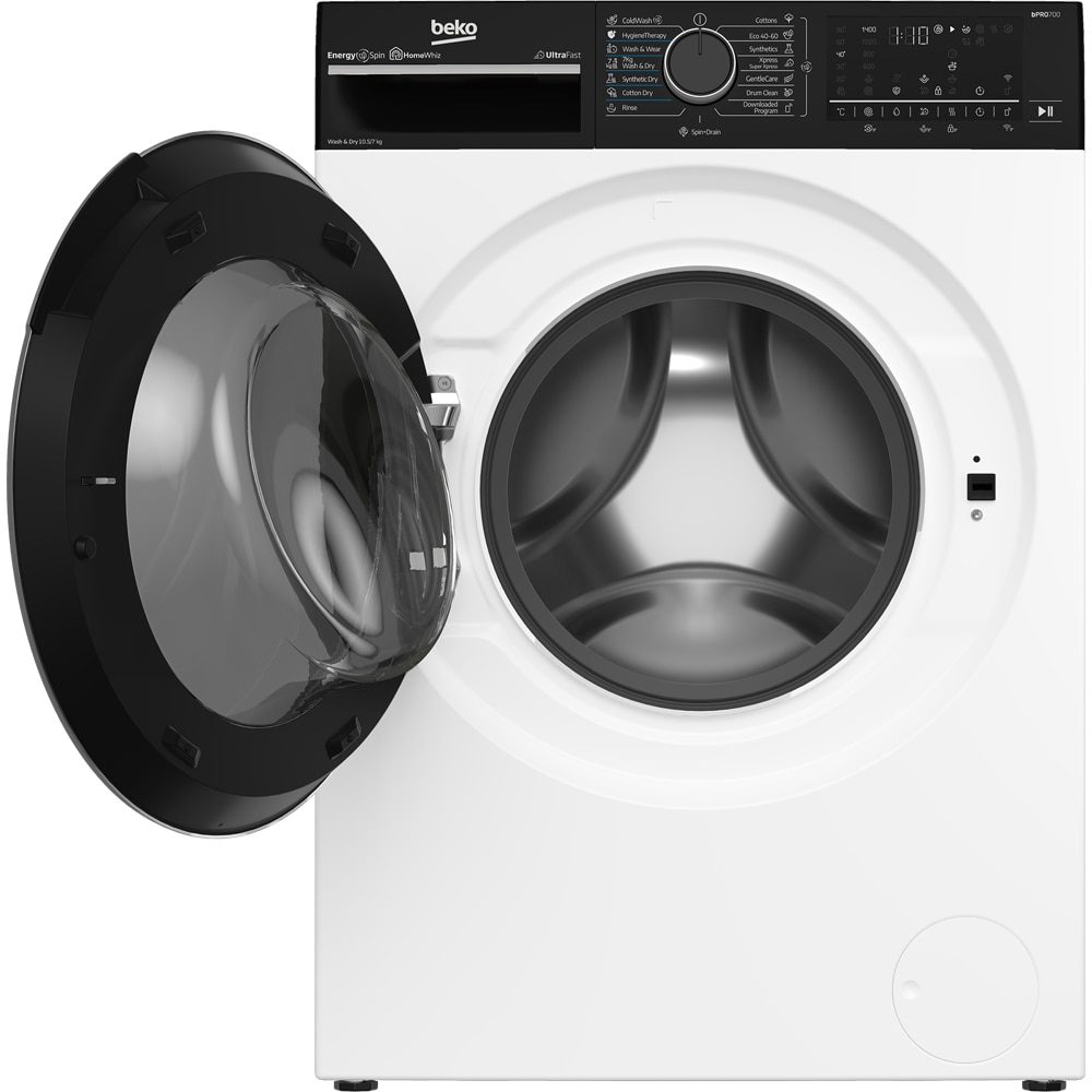 Masina de spalat rufe frontala cu uscator BEKO B7DFT6105447WBPB ES, SteamCure, 10.5/7 kg, 1400rpm, Clasa A/D, Wi-Fi, alb