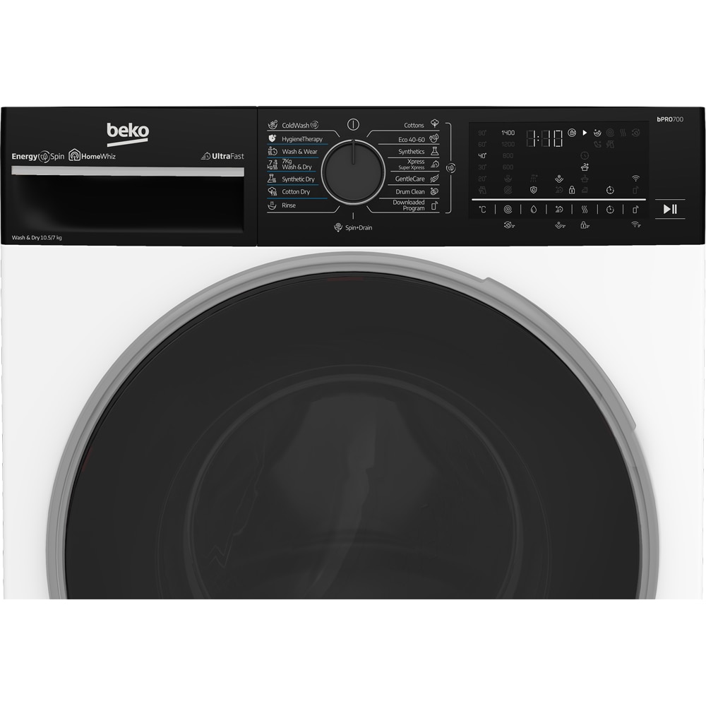 Masina de spalat rufe frontala cu uscator BEKO B7DFT6105447WBPB ES, SteamCure, 10.5/7 kg, 1400rpm, Clasa A/D, Wi-Fi, alb