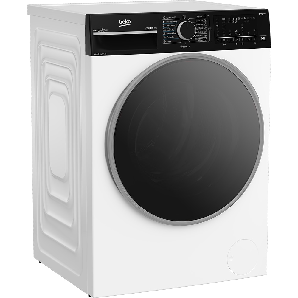 Masina de spalat rufe frontala cu uscator BEKO B7DFT68442WBPB ES, EnergySpin, 8/5 kg, 1400rpm, Clasa A/D, Wi-Fi, alb