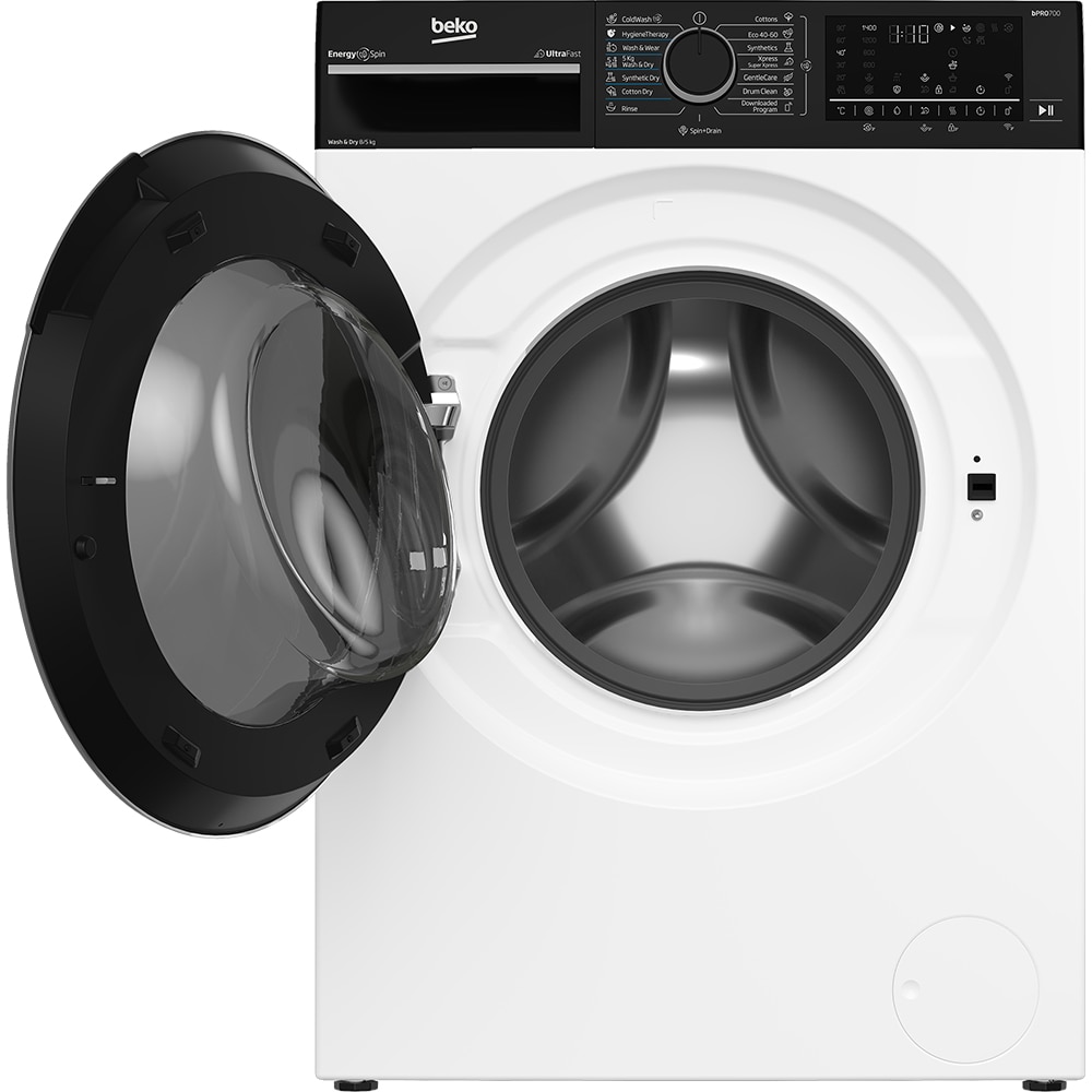 Masina de spalat rufe frontala cu uscator BEKO B7DFT68442WBPB ES, EnergySpin, 8/5 kg, 1400rpm, Clasa A/D, Wi-Fi, alb