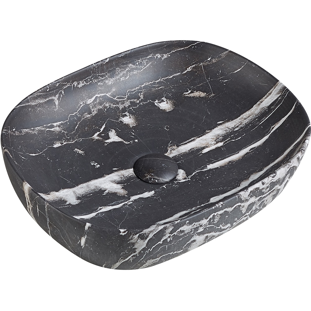 Lavoar pe blat, portelan, 46 x 38 cm, aspect marmura, negru