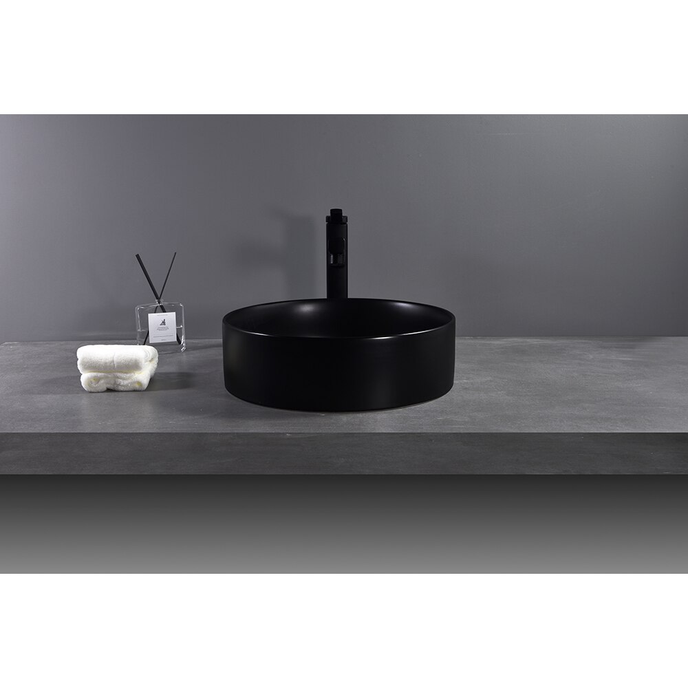 Lavoar pe blat, portelan, 40 cm, negru mat