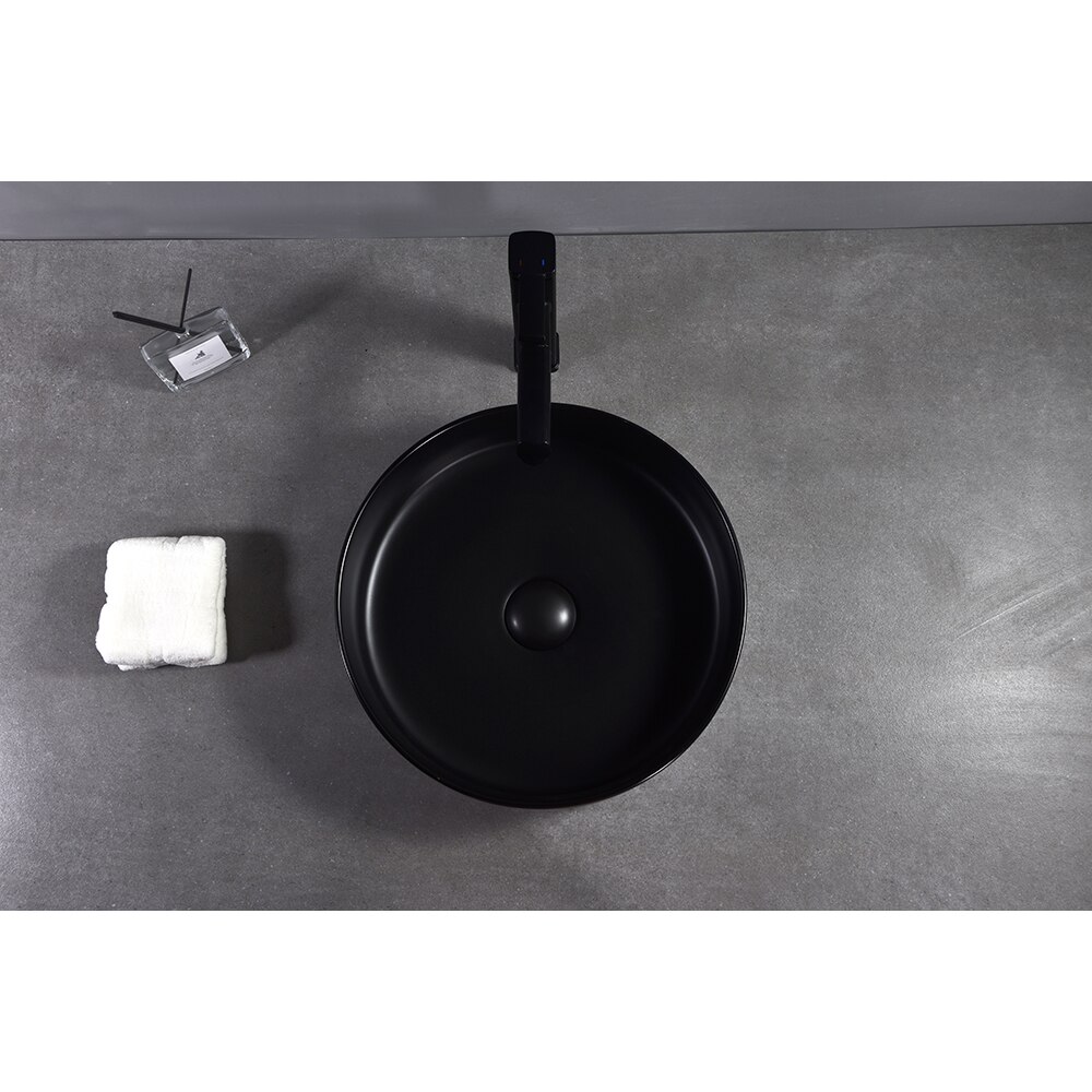 Lavoar pe blat, portelan, 40 cm, negru mat
