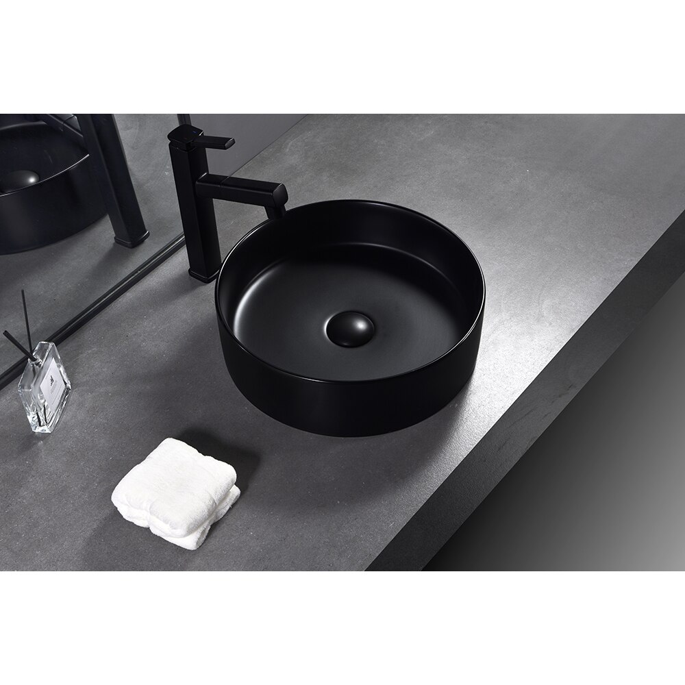 Lavoar pe blat, portelan, 40 cm, negru mat