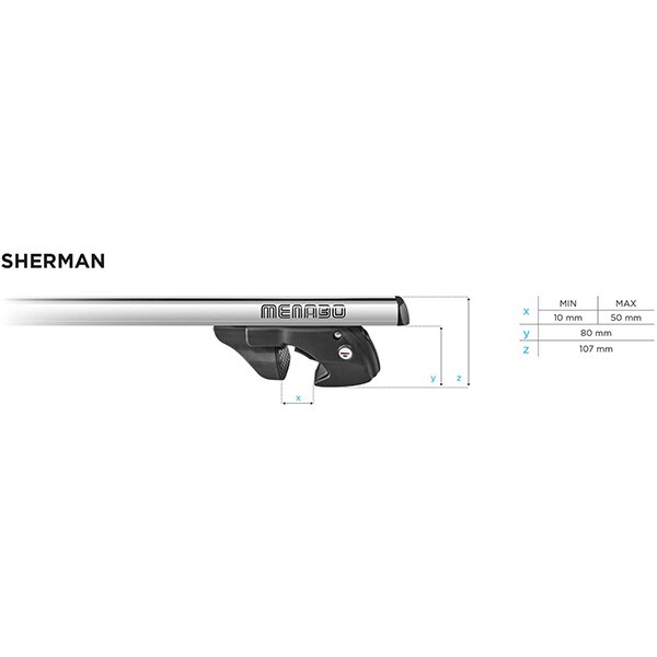 Bare transversale MENABO Sherman XL, Mitsubishi Outlander, 2006-2012, 135 cm