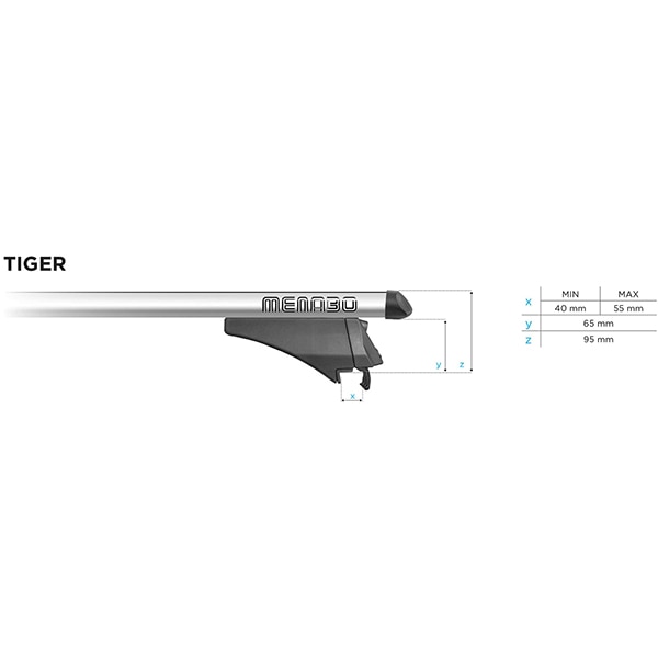 Bare transversale MENABO Tiger XL, Citroen C4 Aircross, 2012-Prezent, 135 cm