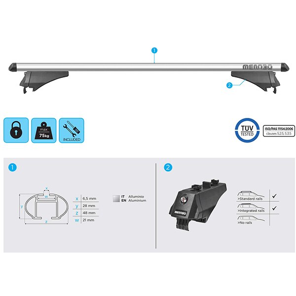 Bare transversale MENABO Tiger, Kia Soul (PS), 2014-Prezent, 120 cm