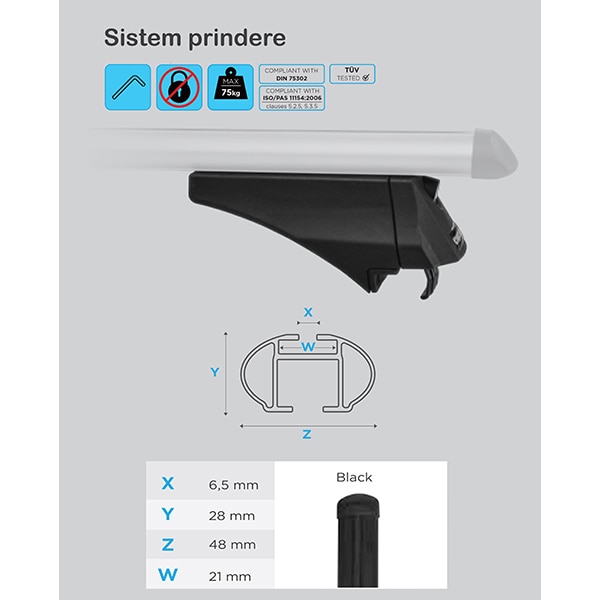 Bare transversale MENABO Tiger, Renault Koleos, 2008-2016, 120 cm