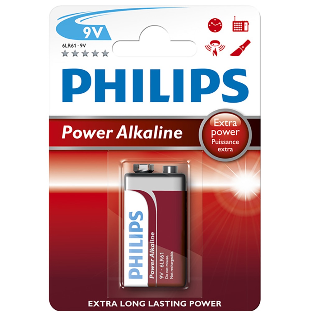 Baterie alcalina 9V PHILIPS 6LR61P1B/10
