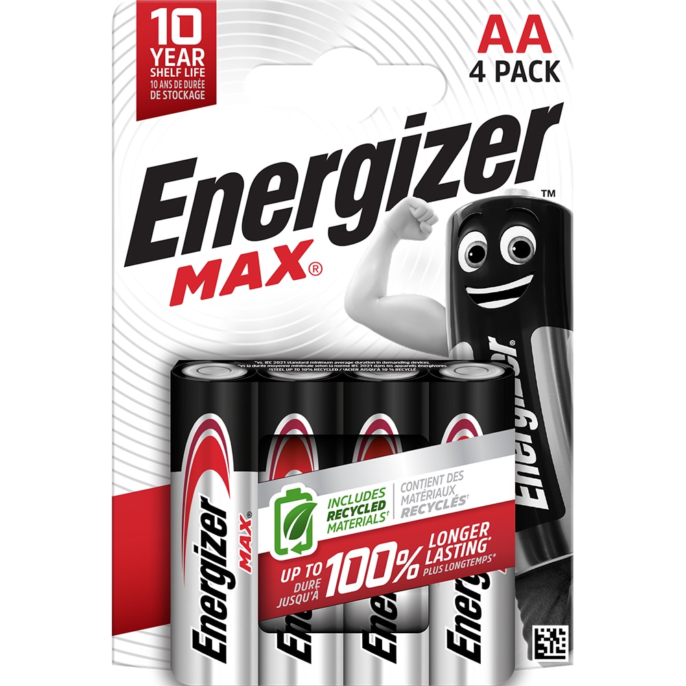 Baterii alcaline ENERGIZER AA, 1.5V, 4 bucati
