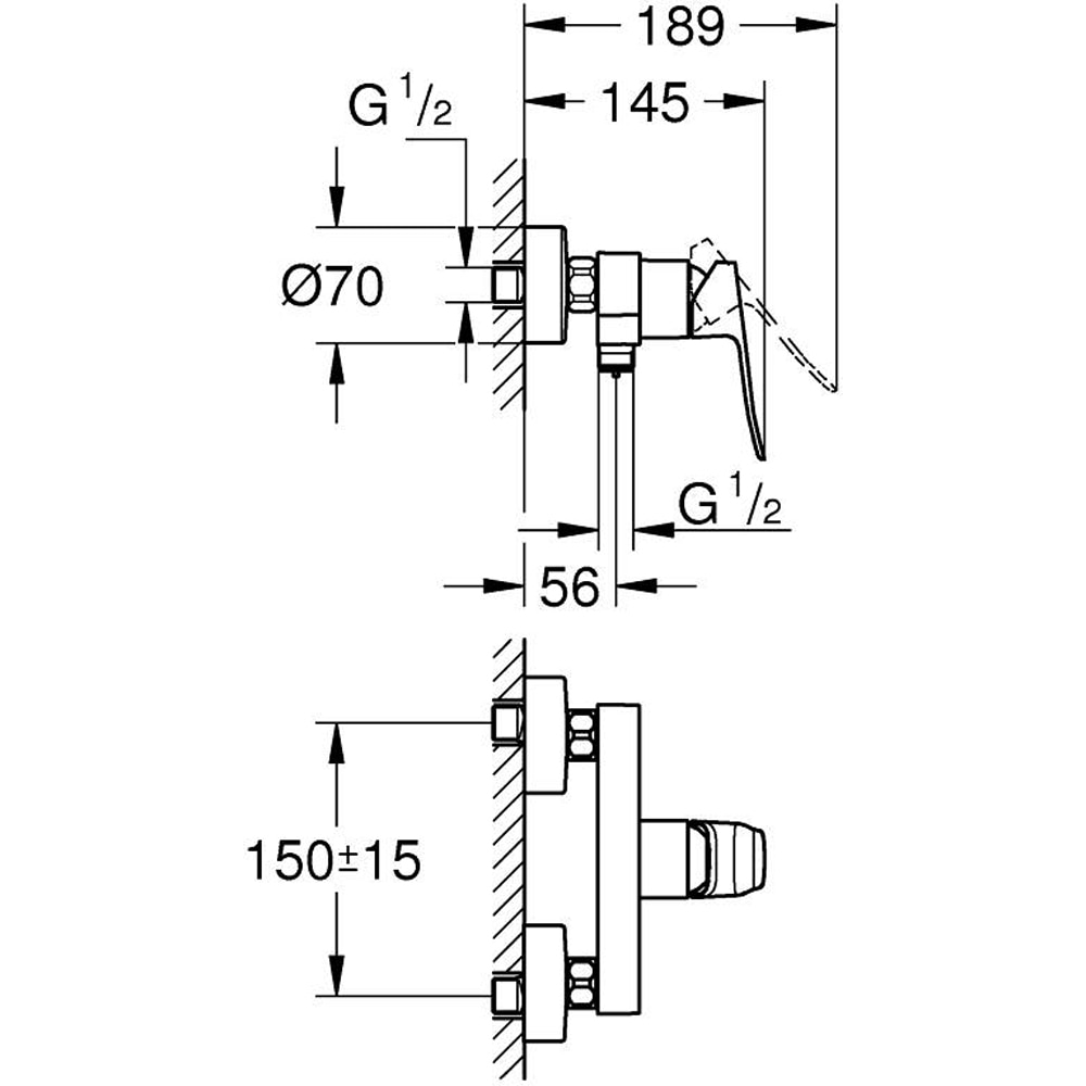 Baterie dus GROHE Dice 1018740000, metal, crom