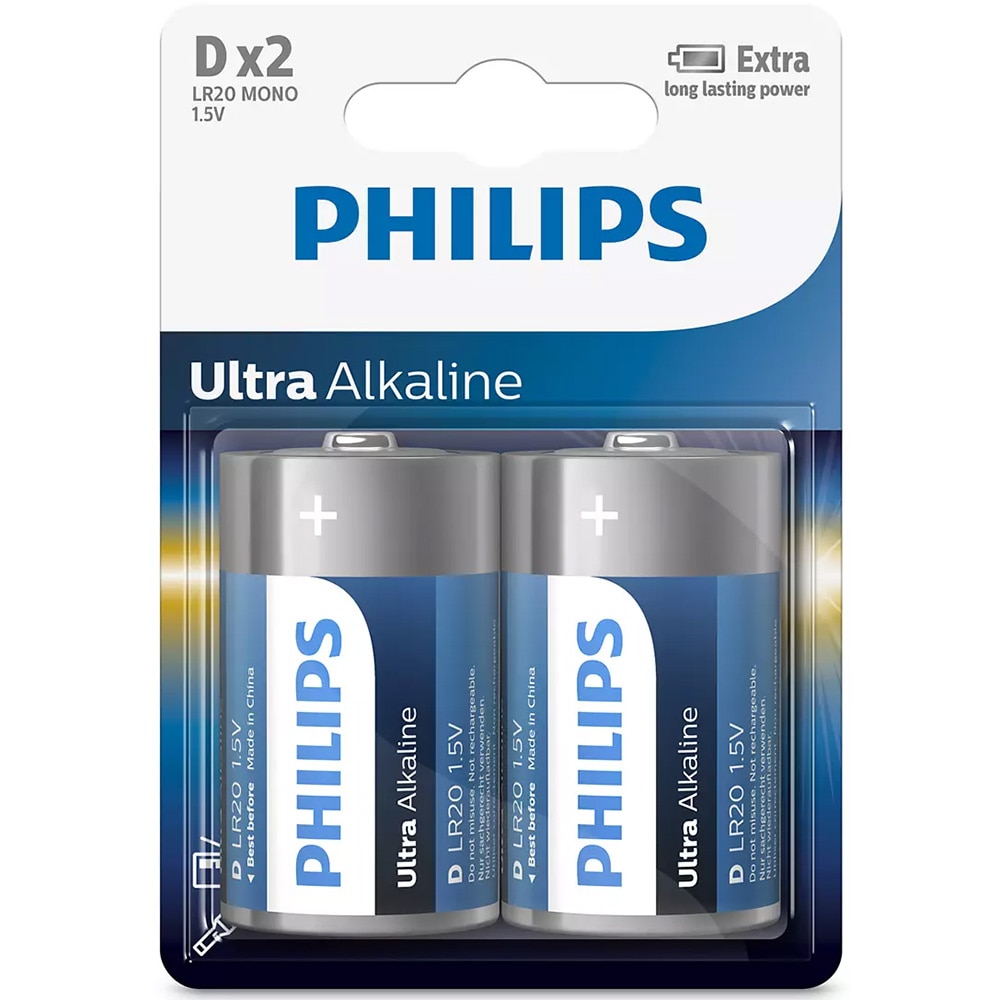 Baterie alcalina PHILIPS LR20, D, 2 bucati