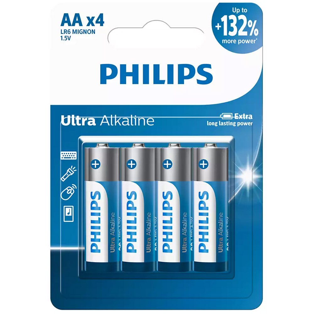 Baterie alcalina PHILIPS LR6, AA, 4 bucati