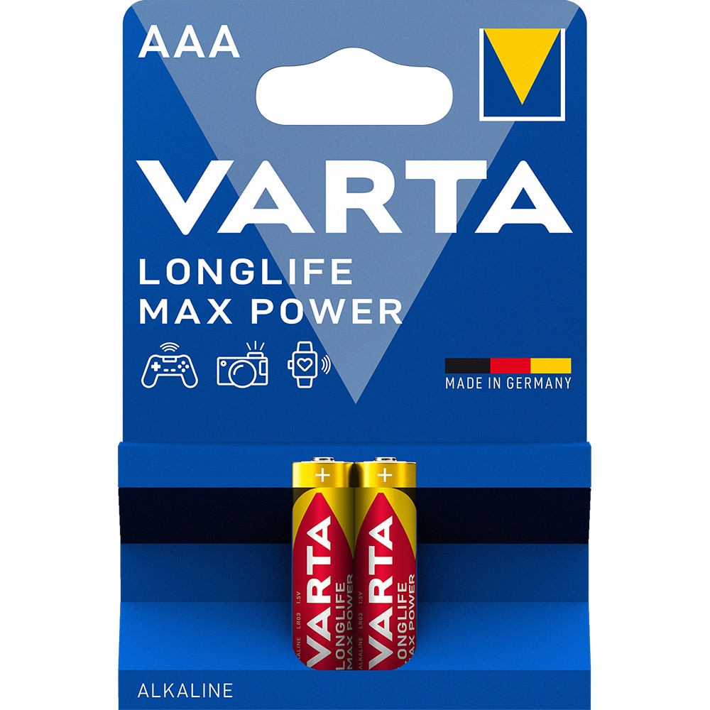 Baterii alcaline AAA VARTA Longlife Max Power, 2 bucati
