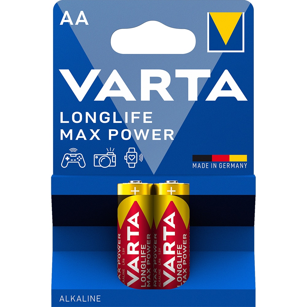 Baterii alcaline AA VARTA Longlife Max Power, 2 bucati
