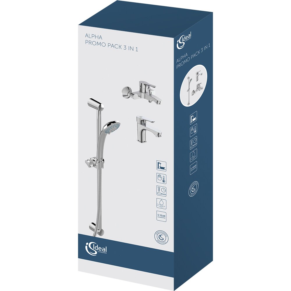 Set baterii baie 3in1 IDEAL STANDARD Alpha BD004AA, alama sanitara, crom